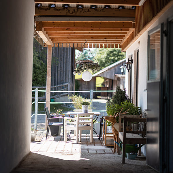 Gemütliche Terrasse im Aktivstall Kollenda